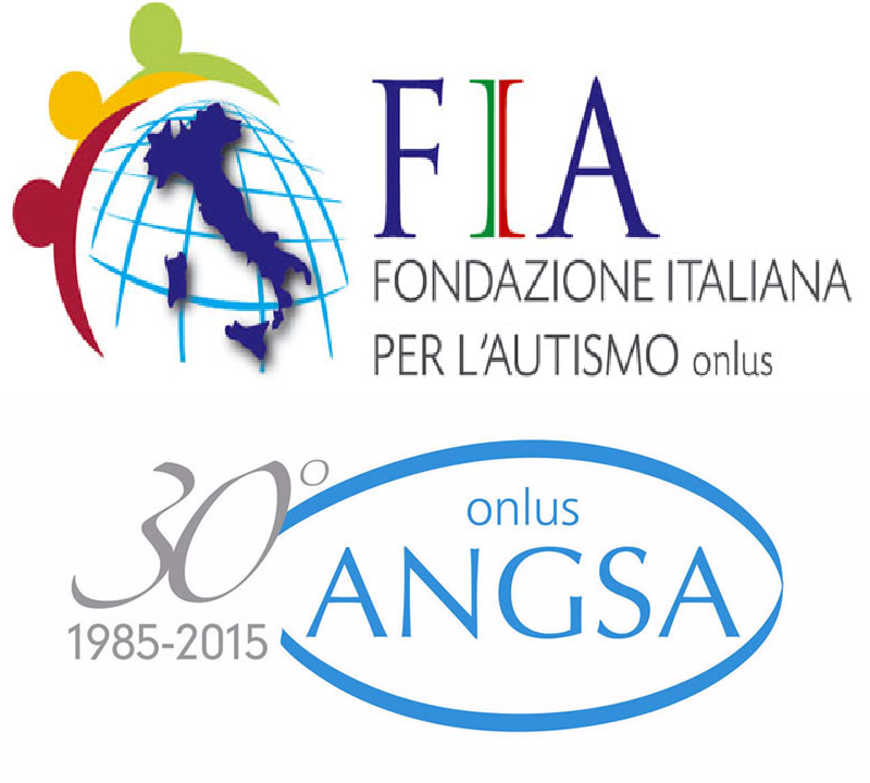 Loghi delle principali associazioni italiane per l'autismo: FIA e ANGSA